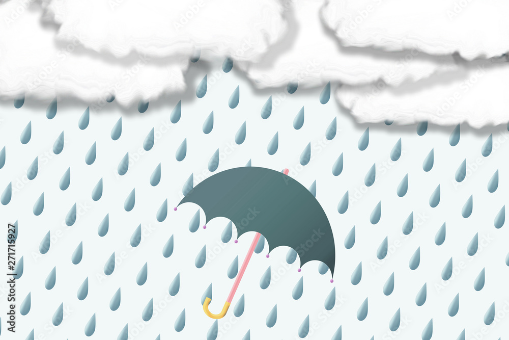 Φωτογραφία Umbrella mark and rain and clouds　傘マークと雨と雲