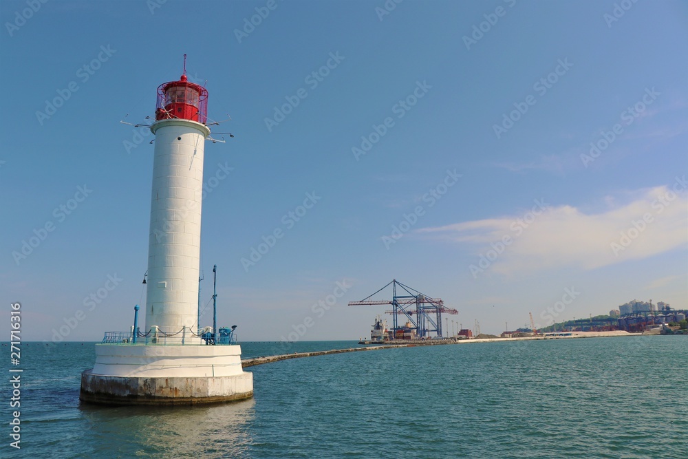 lighthouse in Odessa, Ukraine. Black sea.