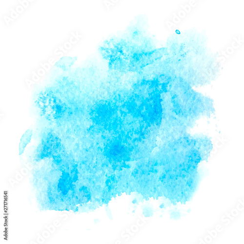 Colorful abstract vector background. Soft blue watercolor stain. Watercolor painting.