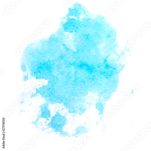 Colorful abstract vector background. Soft blue watercolor stain. Watercolor painting.