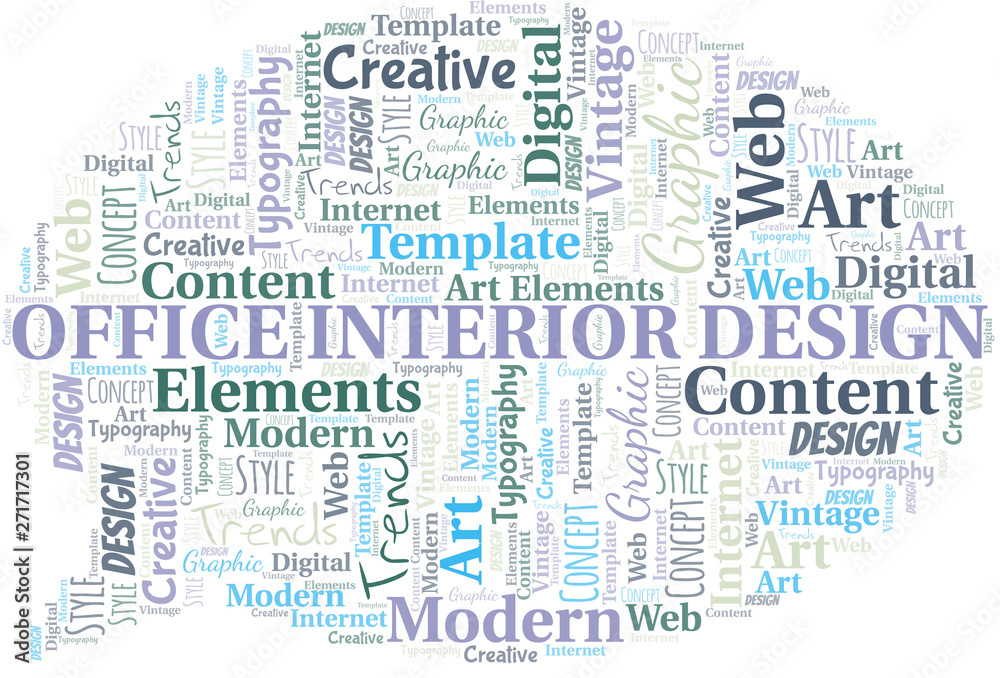 Office Interior Design word cloud. Wordcloud made with text only.