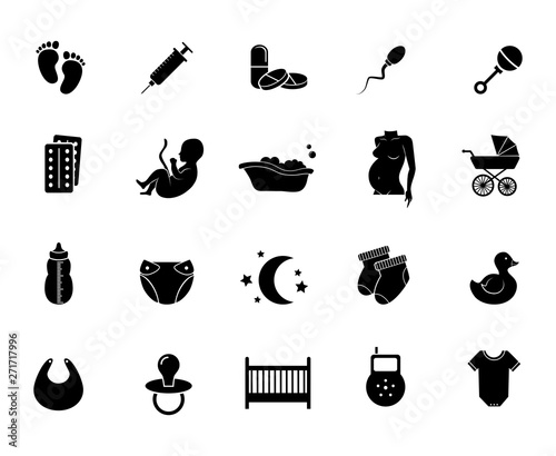Baby, pregnancy, maternity vector icon set.