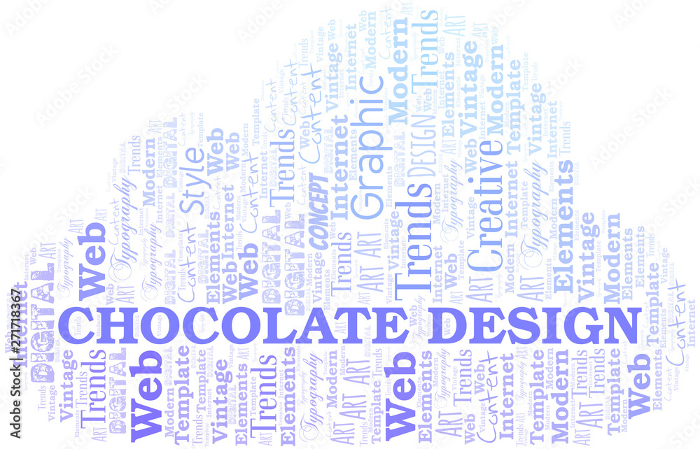 Chocolate Design word cloud. Wordcloud made with text only.