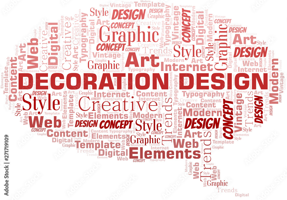 Decoration Design word cloud. Wordcloud made with text only.