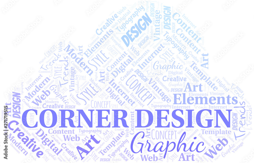 Obraz premium Corner Design word cloud. Wordcloud made with text only.