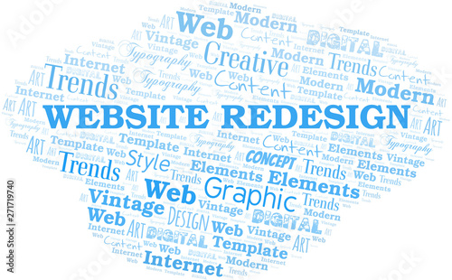 Website Redesign word cloud. Wordcloud made with text only.