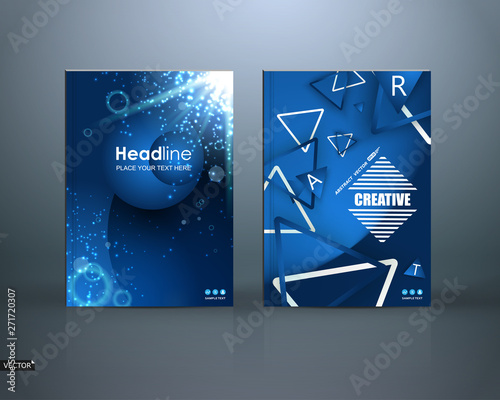 Abstract composition, glass water circle effect icon, air bead in ocean, round shine, light ray in sea font, a4 brochure title sheet, oxygen bulb, elegant blue backdrop surface, creative cover vector