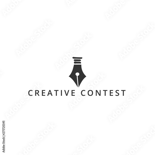 Vector hand drawn logo template with a feather pen tip. Creative Contest theme.