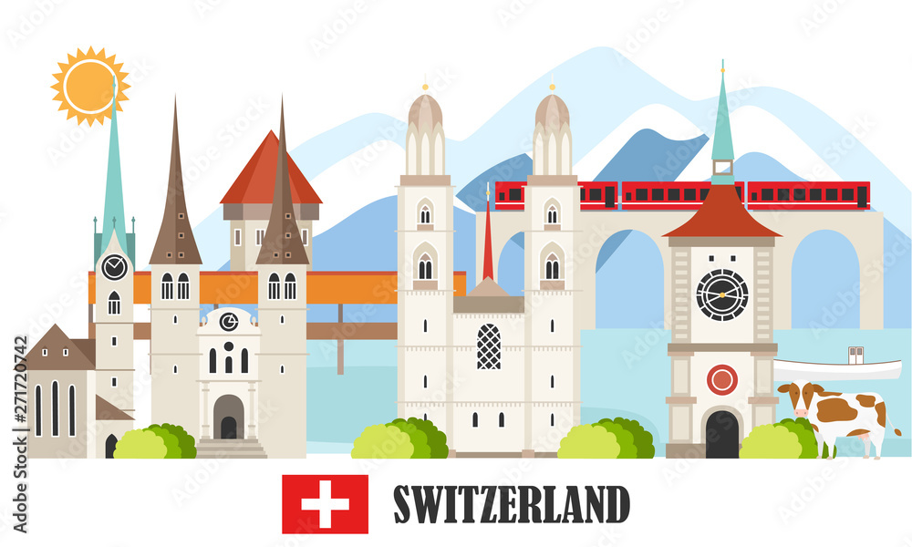 Fototapeta premium Switzerland Travel Landmarks background