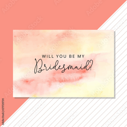 bridesmaid card with summer abstract watercolor background