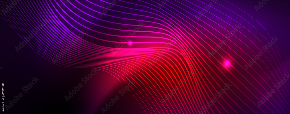 Neon vector wave lines abstract background, magic futuristic techno design Neon vector wave lines abstract background, magic futuristic techno design