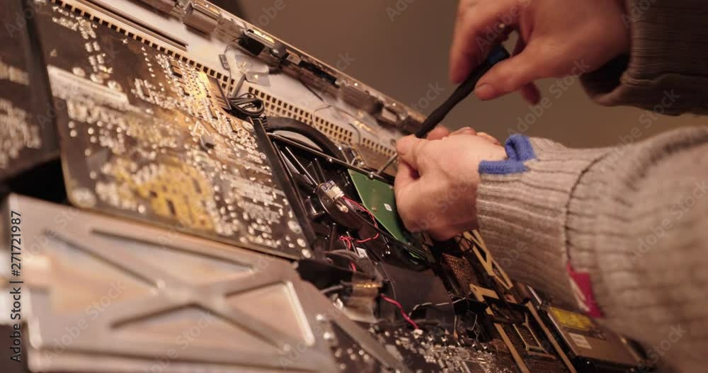 Computer Disc Replacement Repair Computer hdd replacing disc drive on Circuit Board and Placing ...