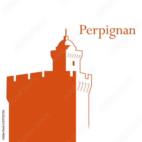 Castillet Perpignan vector illustration