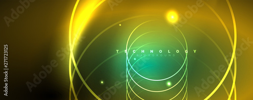 Shiny neon lines template - northern lights glowing blur lines. Futuristic style glow neon 80s disco club or night party techno template
