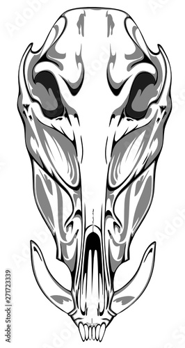 Image of a boar skull that can be used for printing on T-shirts, as a logo or for tattoos.