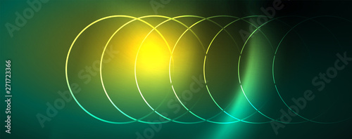 Shiny neon lines template - northern lights glowing blur lines. Futuristic style glow neon 80s disco club or night party techno template