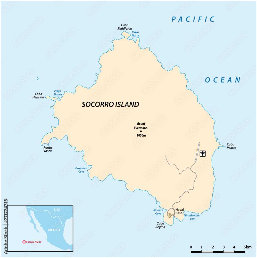Map of the mexican pacific island Socorro