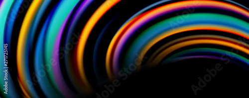 Fluid color rainbow style wave abstract background, techno modern design on black