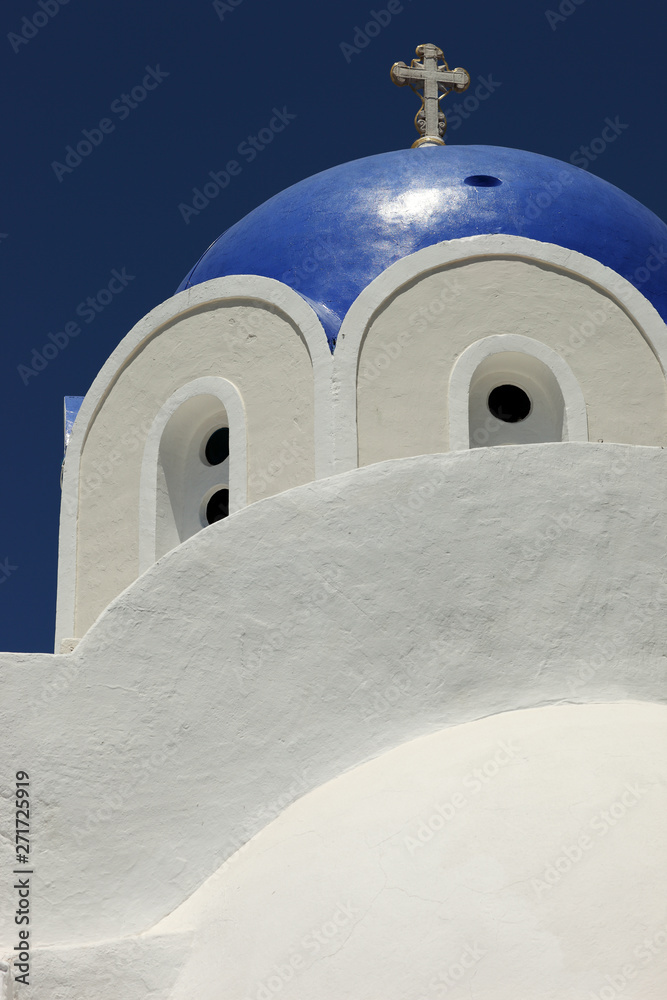Greek orthodox chapel with cross, Greek island