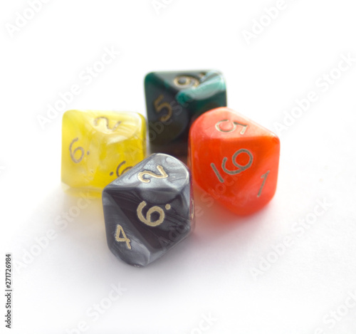 RPG ten sided dices isolated on white