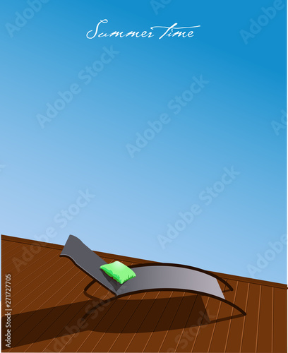 Vector Background with Chaise-longue near pool