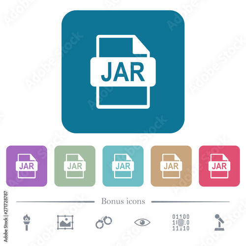 JAR file format flat icons on color rounded square backgrounds