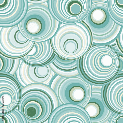 abstract geometric seamless pattern with concentric circles in green blue shades