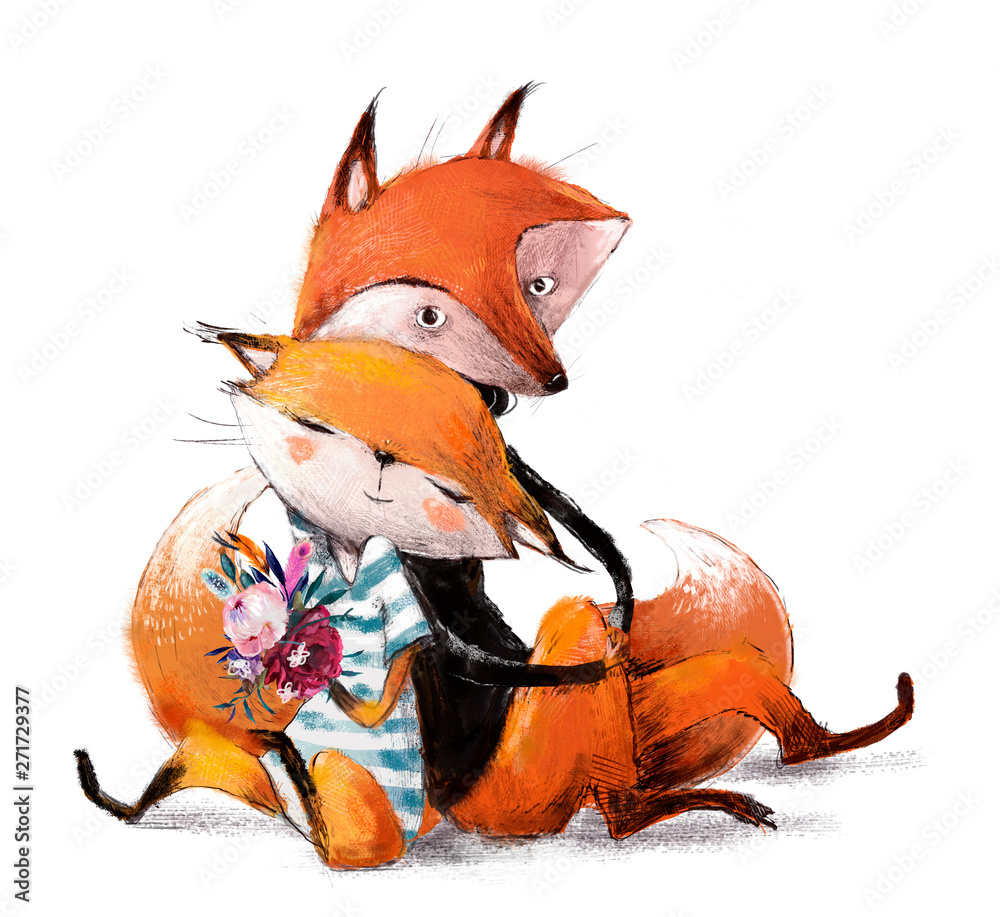 cute lovely couple of foxes <span>plik: #271729377 | autor: cofeee</span>
