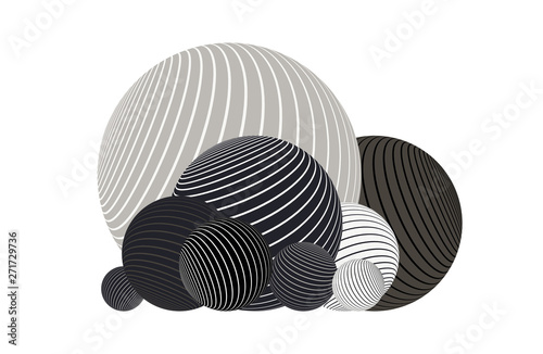 graphic striped balls pack in silver shades