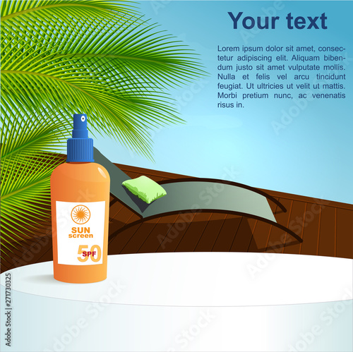 Summer health concept : pool and sunscreen