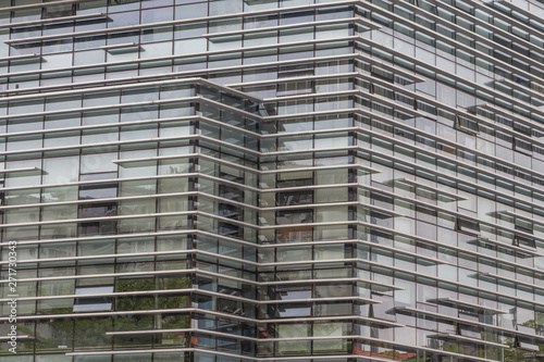 Glass facade structure of modern urban financial and commercial office buildings