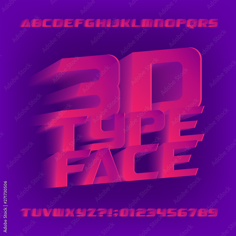 Abstract 3D alphabet font. 3d effect letters and numbers. Stock vector typescript for your design. Abstract 3D alphabet font. 3d effect letters and numbers. Stock vector typescript for your design.