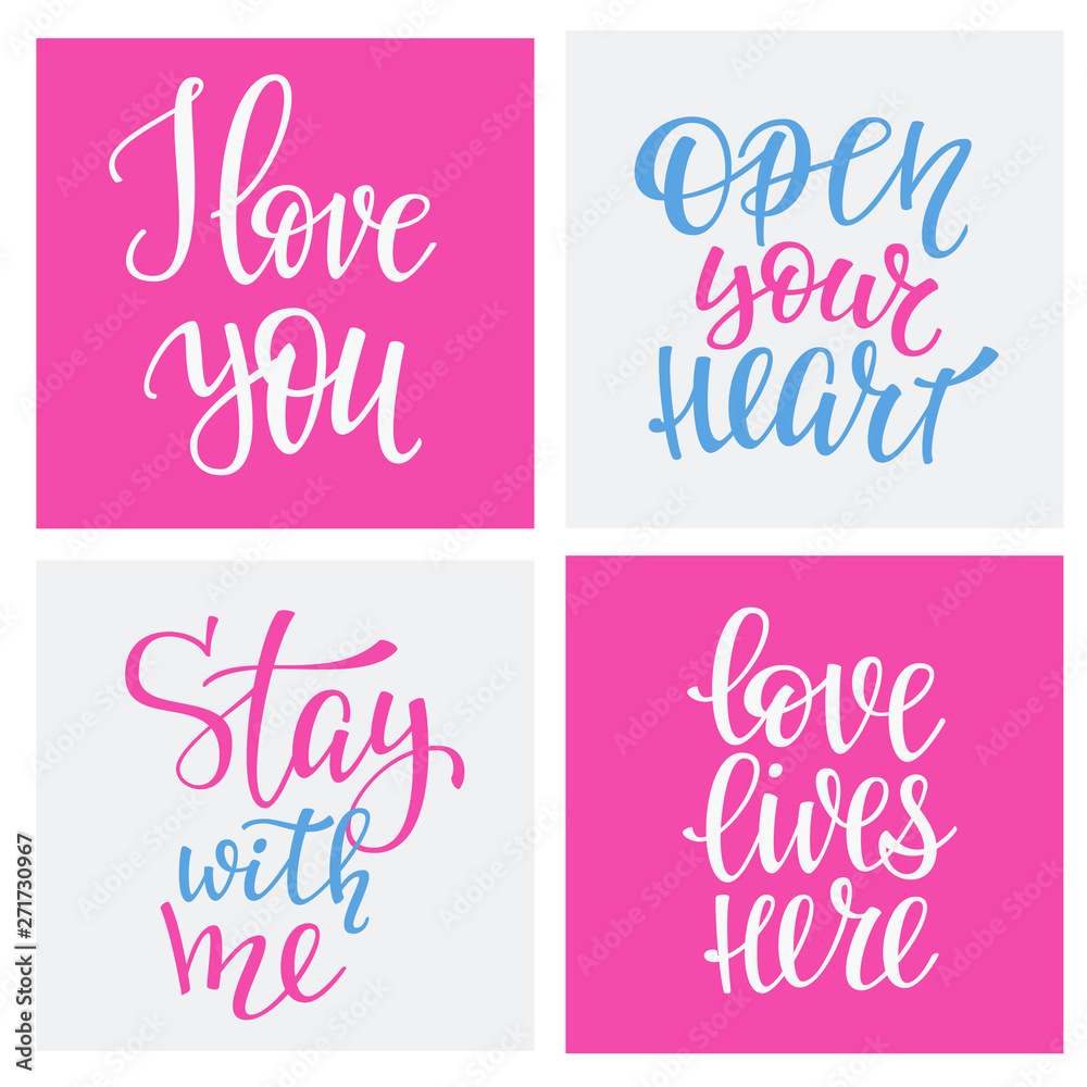 Romantic love lettering typography set Romantic love lettering typography set