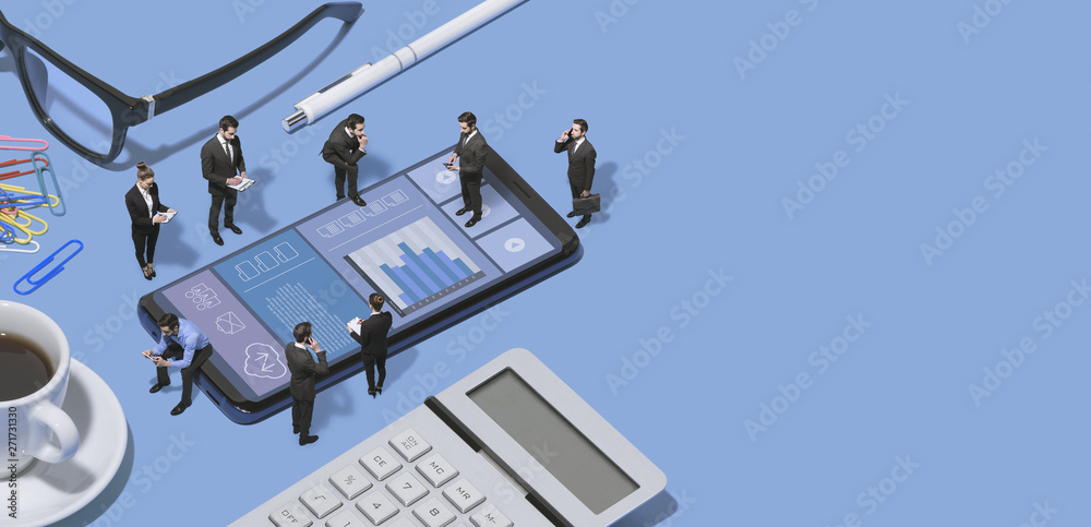 Tiny business people team working together Tiny business people team working together