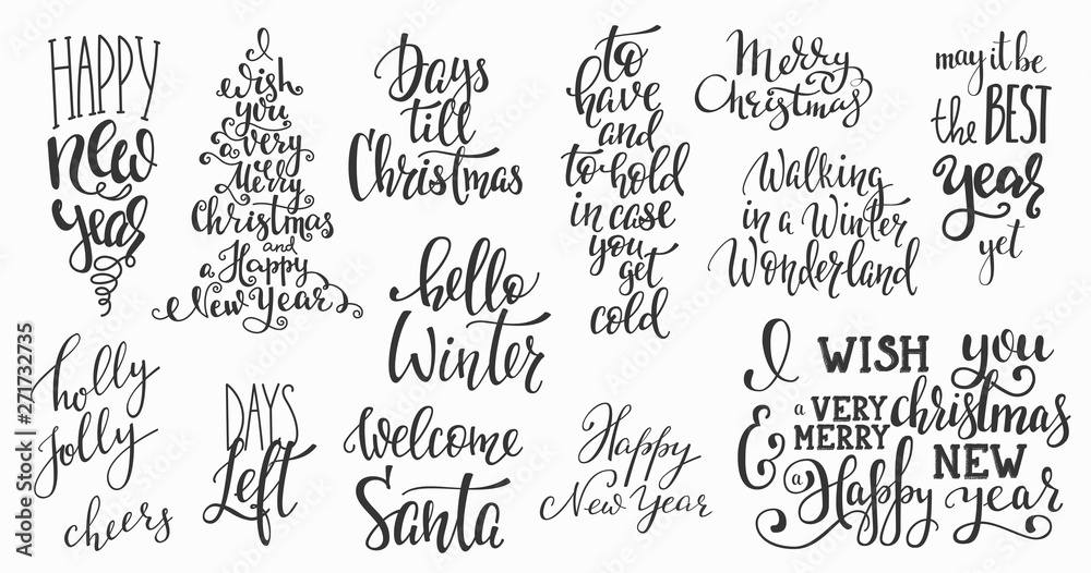 Christmas lettering huge big typography set Christmas lettering huge big typography set