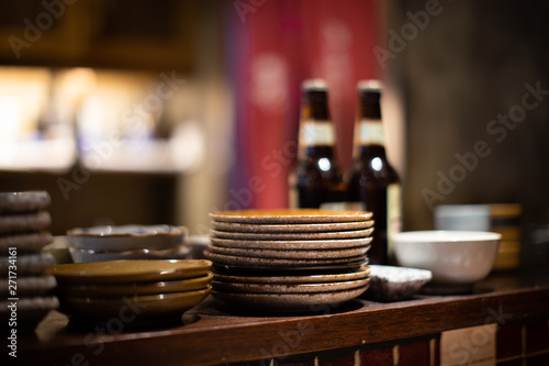 dishes in japanese restaurant