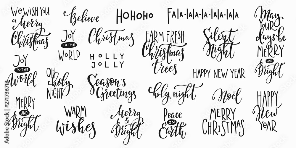 Plakat Zestaw typografii napis Boże Narodzenie nowy rok
