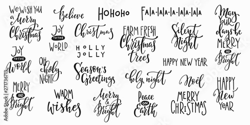 Christmas new year lettering typography set