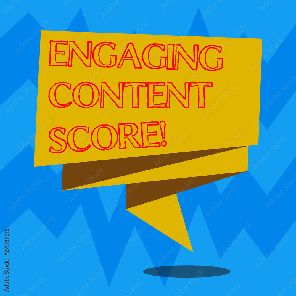 Text sign showing Engaging Content Score. Conceptual photo Measures how engaged your customers are in a content Folded 3D Ribbon Strip Solid Color Blank Sash photo for Celebration Text sign showing Engaging Content Score. Conceptual photo Measures how engaged your customers are in a content Folded 3D Ribbon Strip Solid Color Blank Sash photo for Celebration