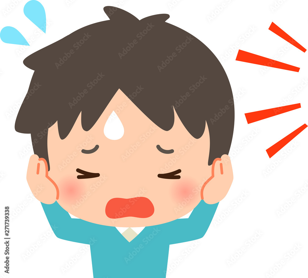 騒音に耳をふさぐ若い男性 Stock Vector Adobe Stock