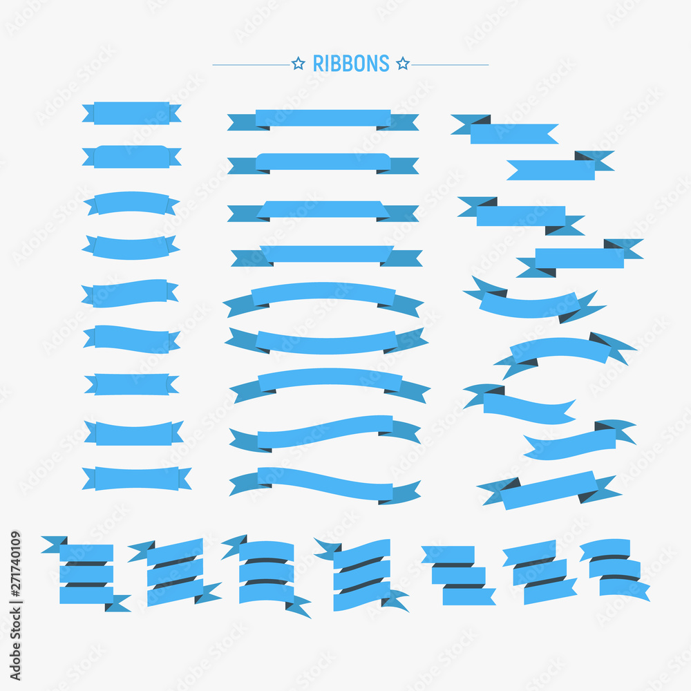 Blue ribbons vector collection,Flat design ribbons set on background Blue ribbons vector collection,Flat design ribbons set on background