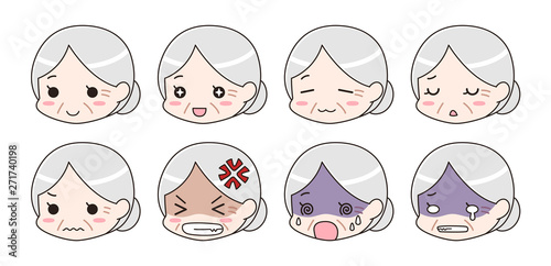 喜怒哀楽　表情セット　シニア女性