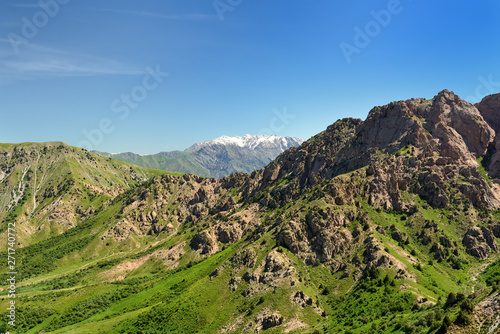 Landscape of the mountains in Ugam - Chatkal National Park, holiday destination of hiking and adventure-sport located near the Tashkent, Uzbekistan.