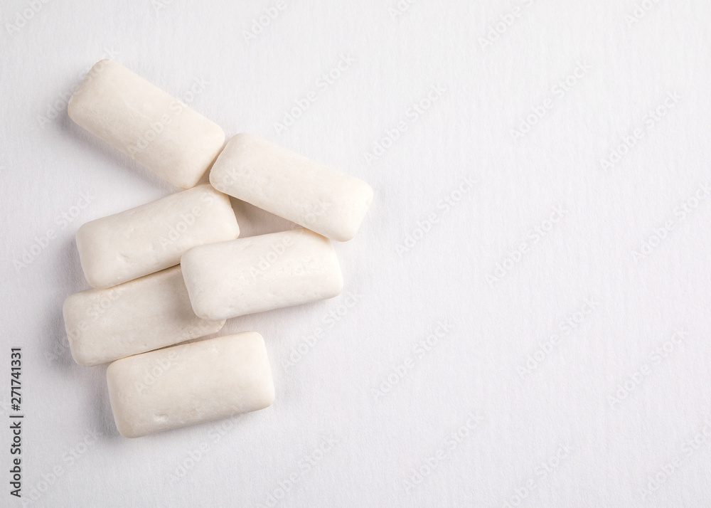 Chewing gum on white background. Dental hygiene and health Chewing gum on white background. Dental hygiene and health