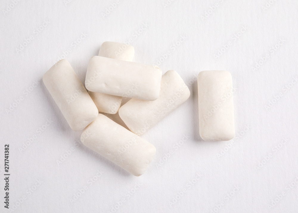 Chewing gum on white background. Dental hygiene and health Chewing gum on white background. Dental hygiene and health