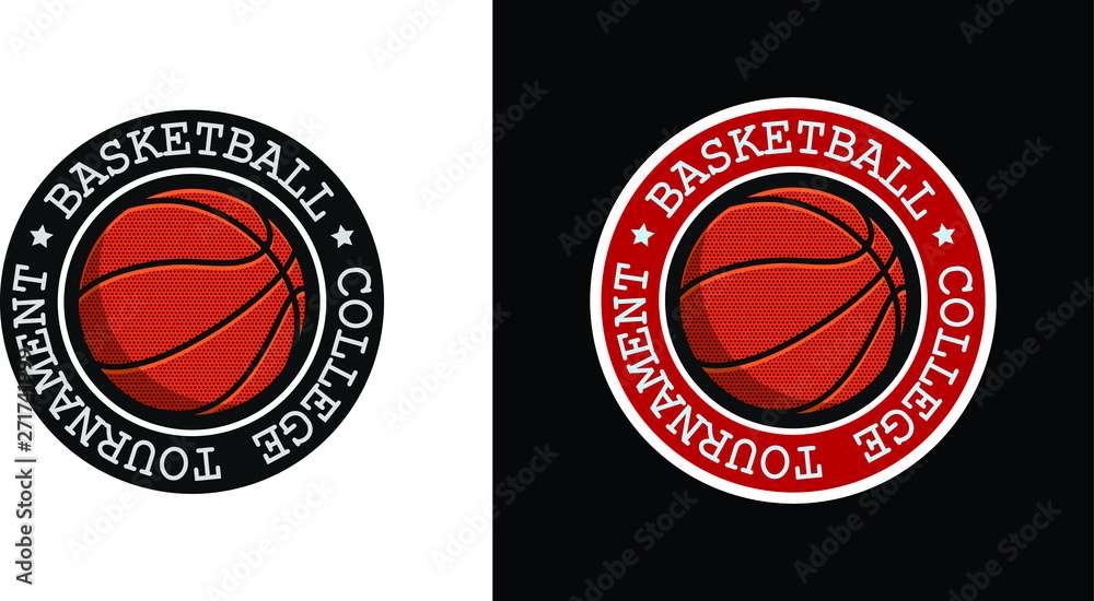 Vector basketball logo with basketball image on black and white background