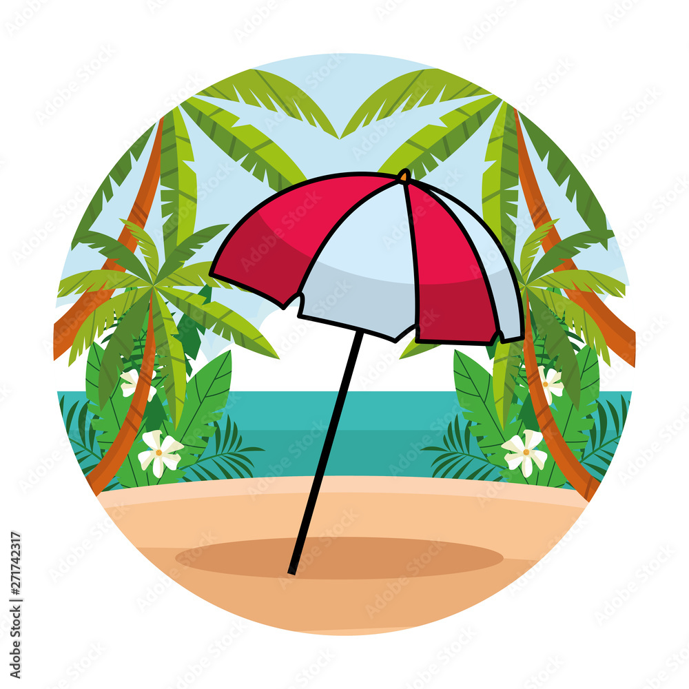 beach striped umbrella open cartoon