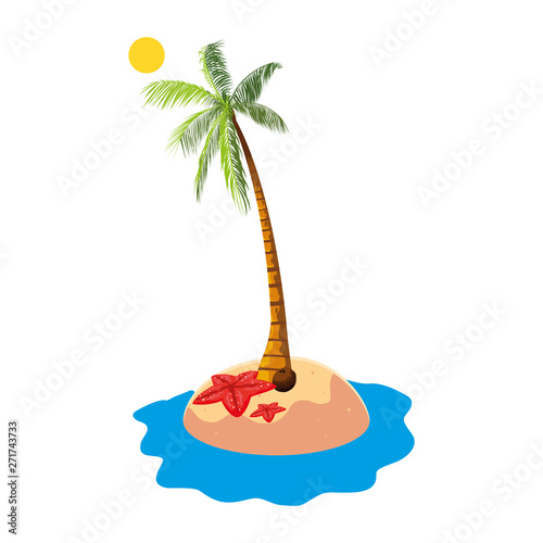 summer beach with palms and starfish scene