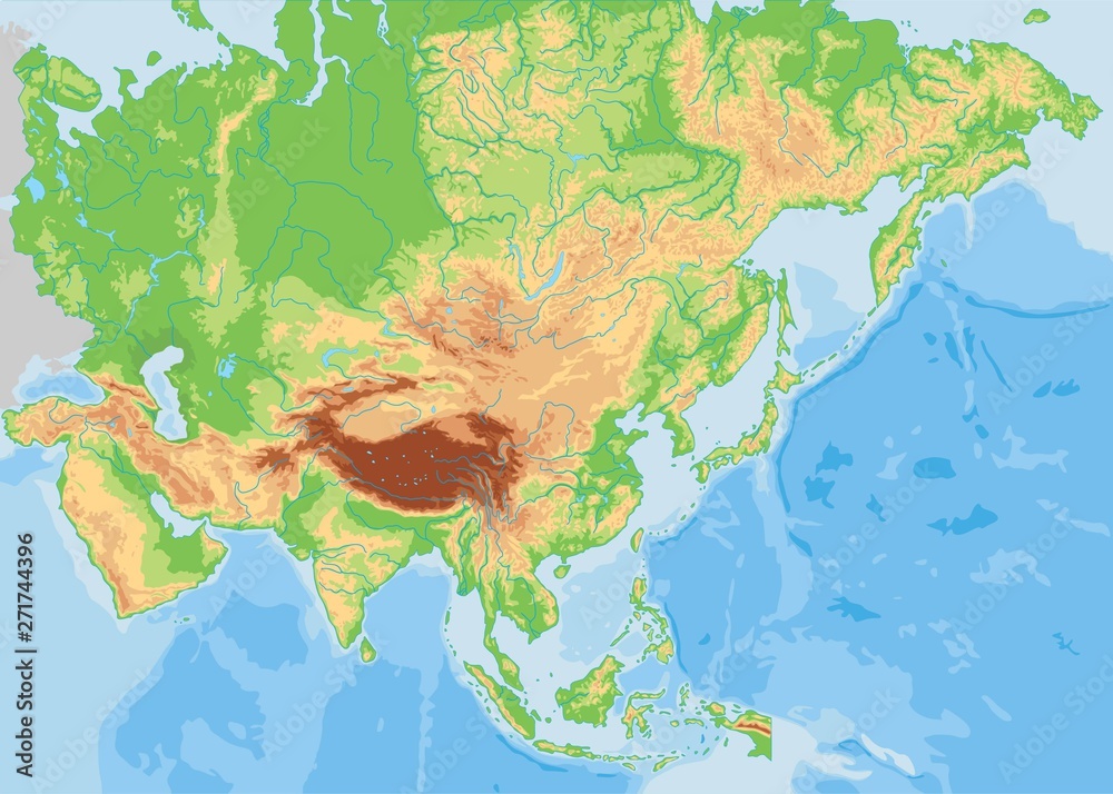 High Detailed Asia Physical Map Stock Vector Adobe Stock 1000 F 271744396 Ic3T2plB8PetpS0dfnOuZVqikkgiD0gl