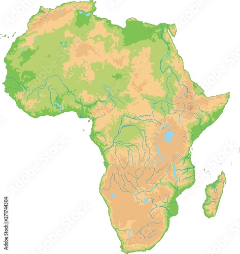 High detailed Africa physical map. photo